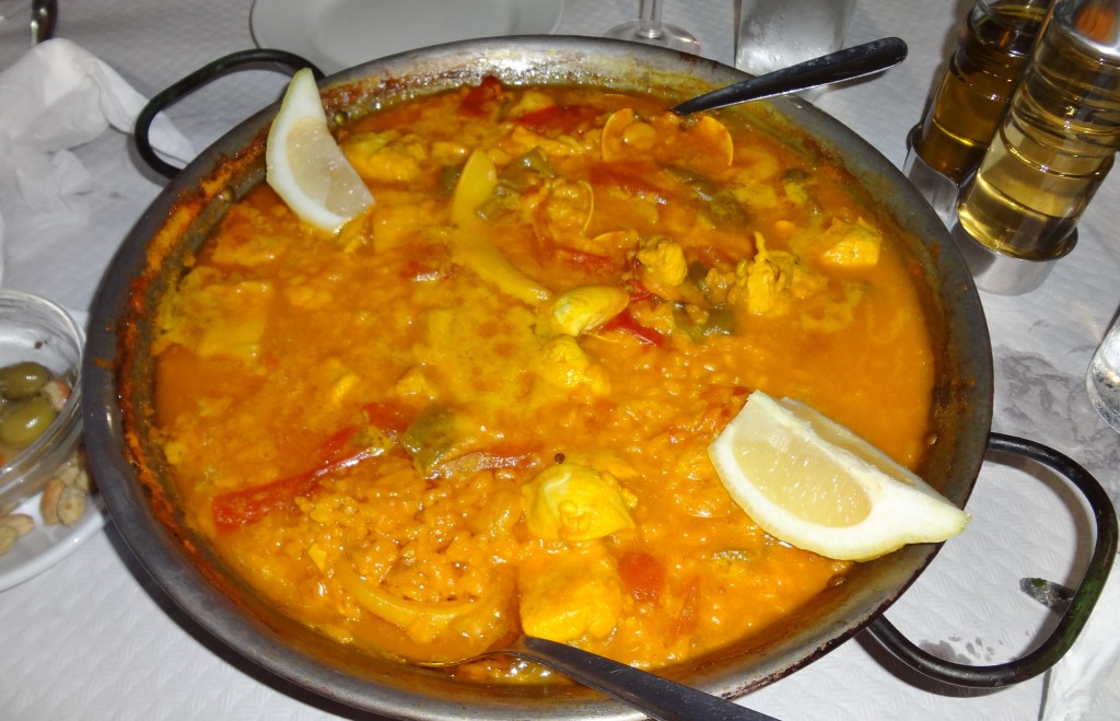 Paella dish in Tarifa, Spain