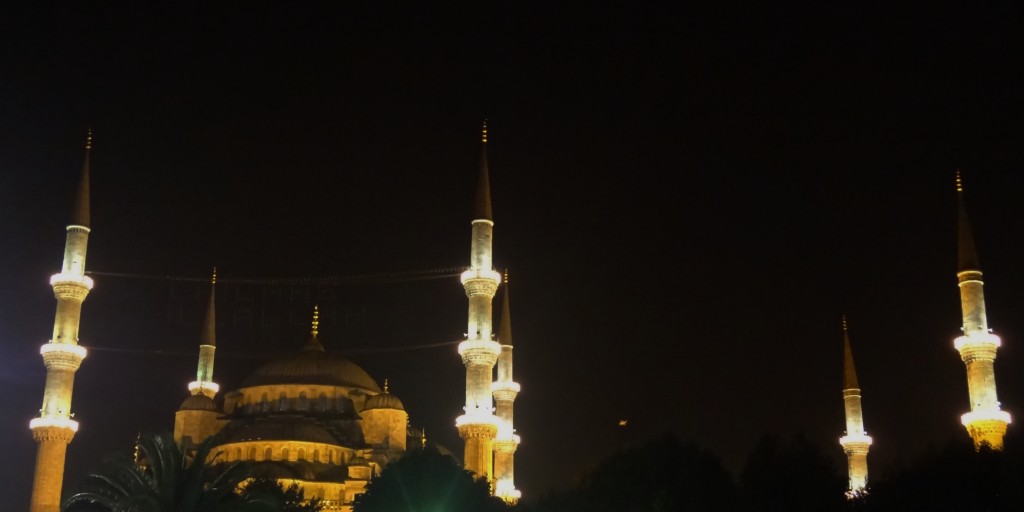 Blue Mosque at night in Istanbul