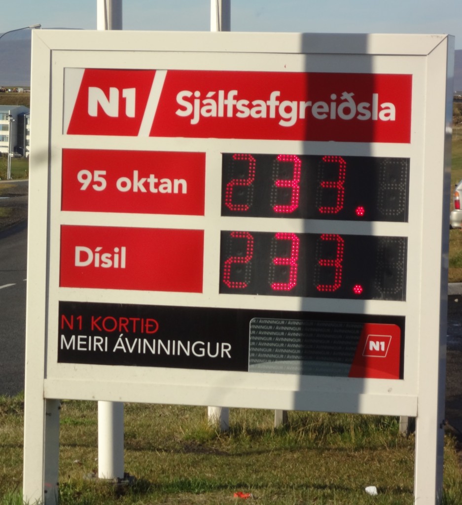 Cost of gas for Ring Road Iceland