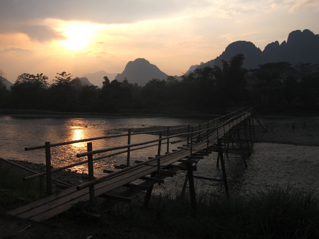 Sunset over the Nam Song River in Vang Vieng