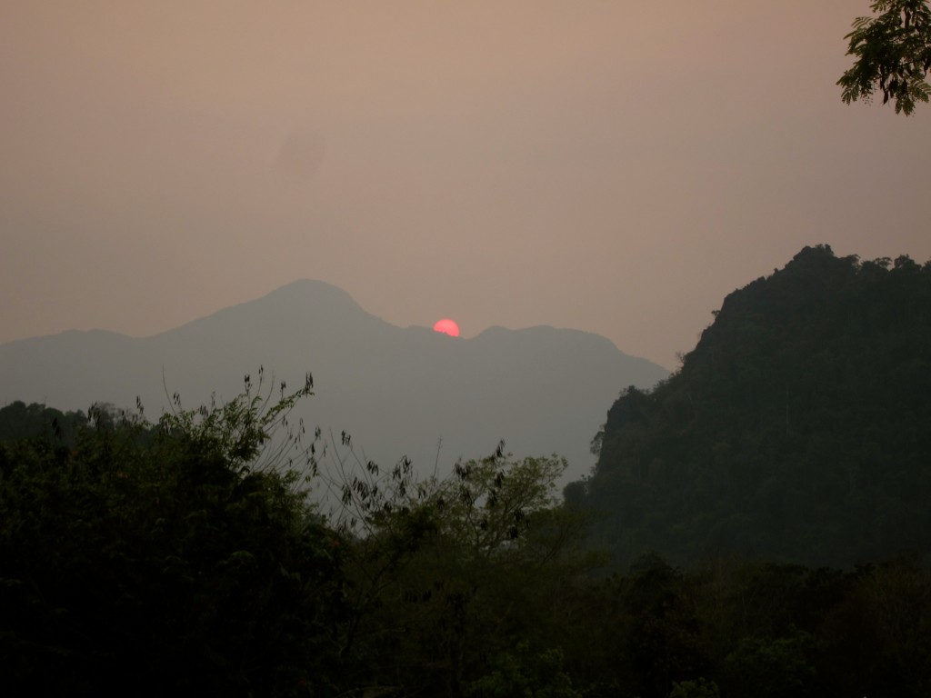 Sunset over Nathong village, Laos