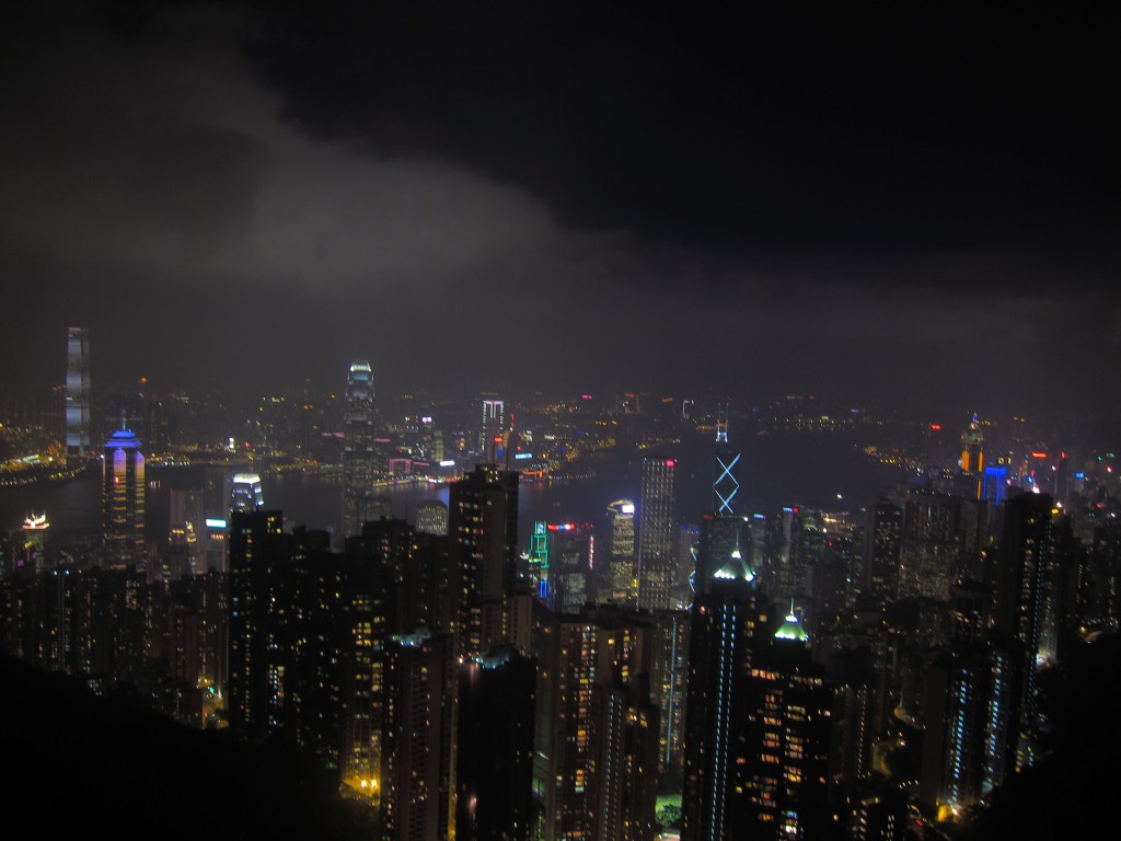 'The Peak' overlooking Hong Kong at night